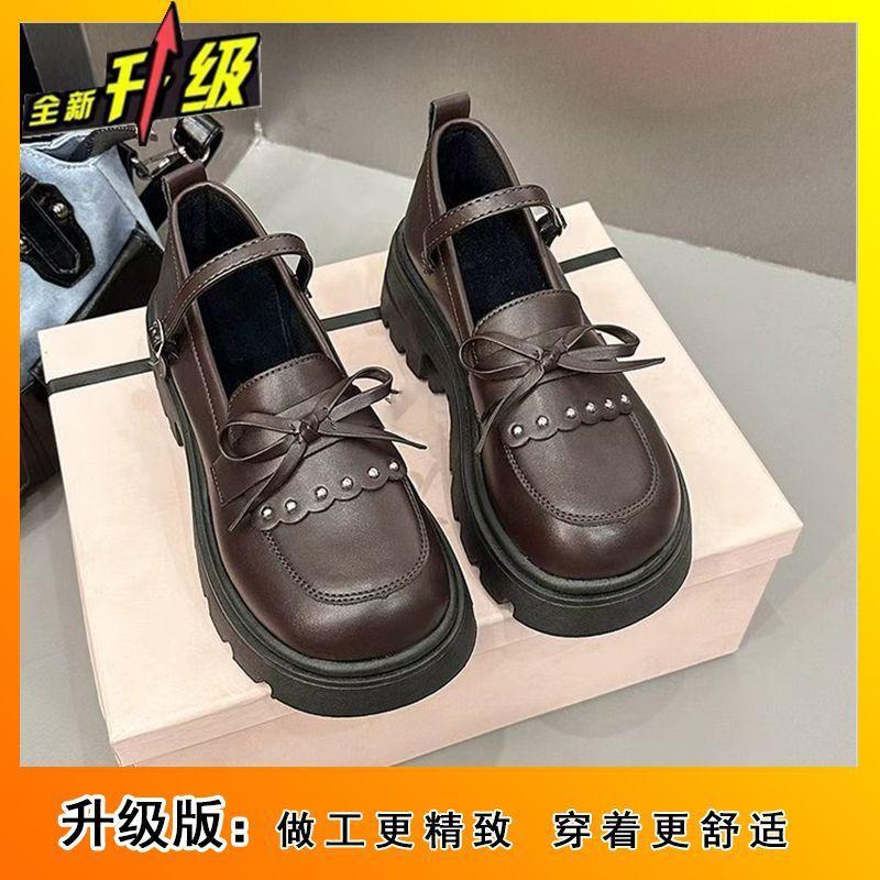 Cute Japanese Bow Platform Single Shoes Versatile with Skirt Round Head Mary Jane Single Shoes 2025 Spring and Summer New Models