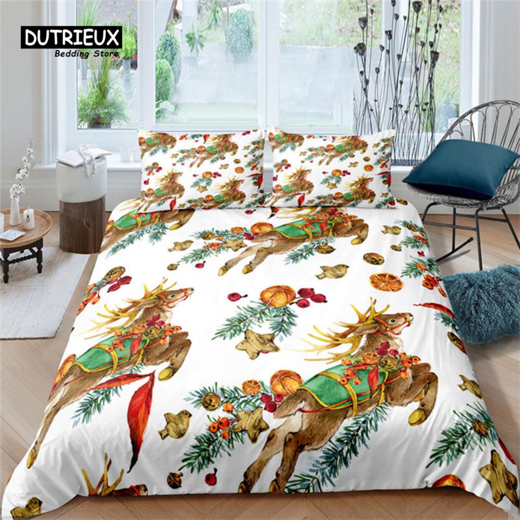 Halloween Bettwäsche Set Cartoon Kürbis Bettbezug Set Mikrofaser Hirsch Geometrischer Druck Bettdeckenbezug mit Kissenbezug Raumdeko