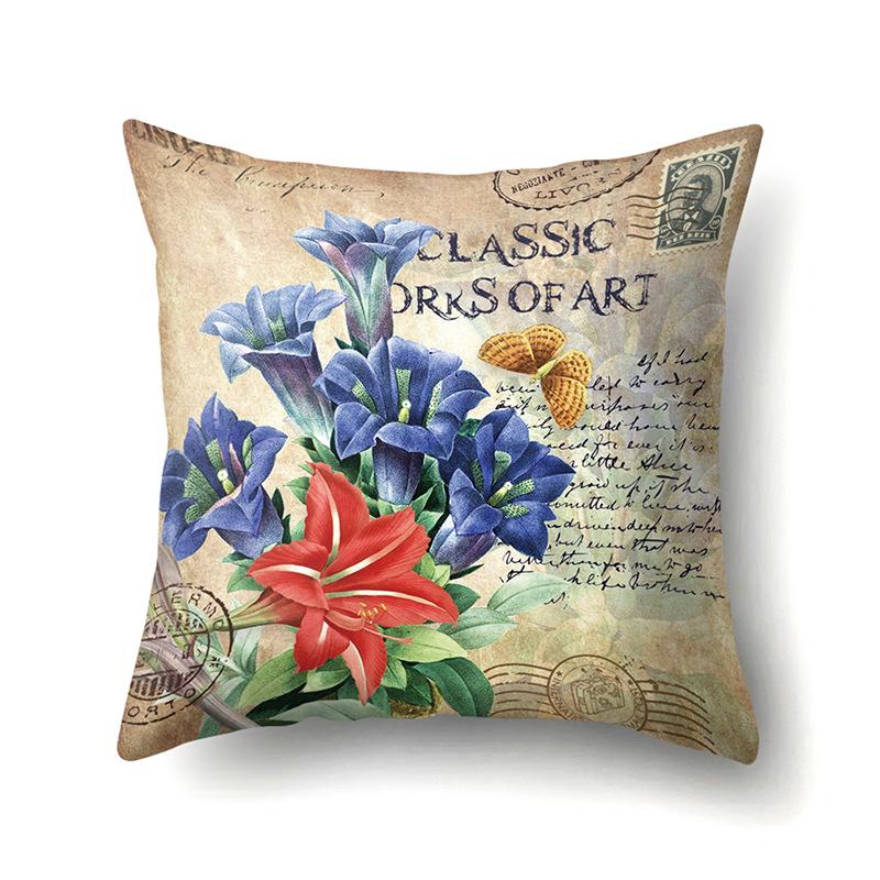 Polyester Pillowcase Automobile Decoration Retro Print Pillowcase Waist Cushion Cover Tower Bedside Cushion Cover