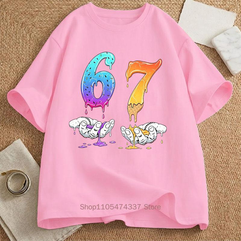 Six Seven Graphic Print Tshirts Summer Unisex Unisex Casual Fashion Funny Loose Streetwear Tops Crew Neck Short Sleeve Tshirts