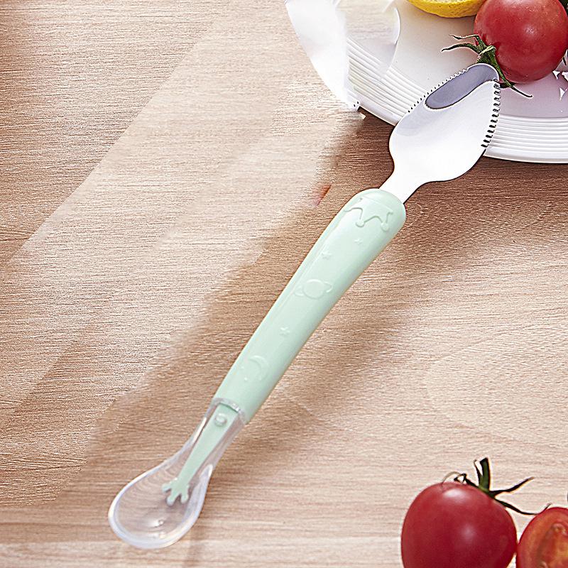 Dual-Ended Stainless Steel Baby Food Spoon with Storage Box