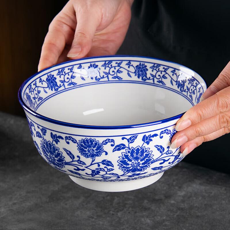 NHZHIW Jingdezhen Blau-Weiß Keramik Nudelschüssel, 6 Zoll