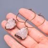 Rose Quartz Rough Stone Friendship Day Hoop Huggie Sisters Gift Earrings Copper V-9