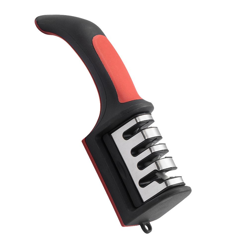 

4-Segment Knife Sharpener Household Kitchen Multi-Functional Handhold Three-Purpose Black Stainless Steel Sharpening Stone Normal
