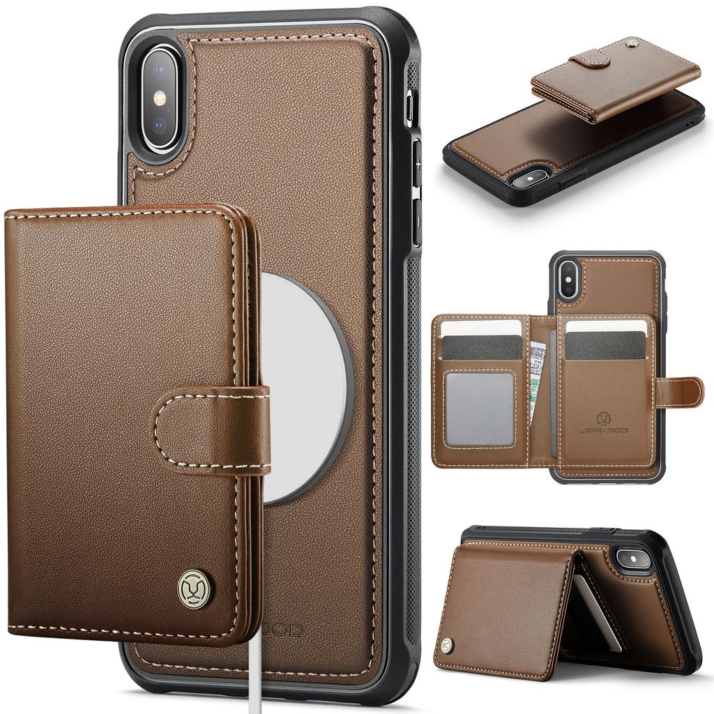 For iPhone XS 5.8 inch/iPhone X Case JEEHOOD J09 RFID Blocking Card Holder Leather Back Phone Cover Compatible with MagSafe