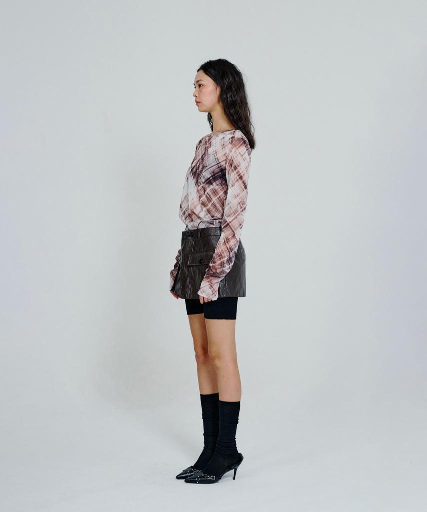 Deoaeteus Leather Out-Pocket Wrap Skirt_Brown