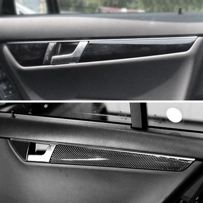 Car Carbon Fiber Interior Door Handle Panel Strips Cover Trim For Mercedes Benz C Class W204 2007 2008 2009 2010 2011 2012