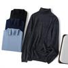 Men's Plus Size High Neck 100% Pure Wool Sweater - Loose Fit, Solid Color Pullover Knitwear
