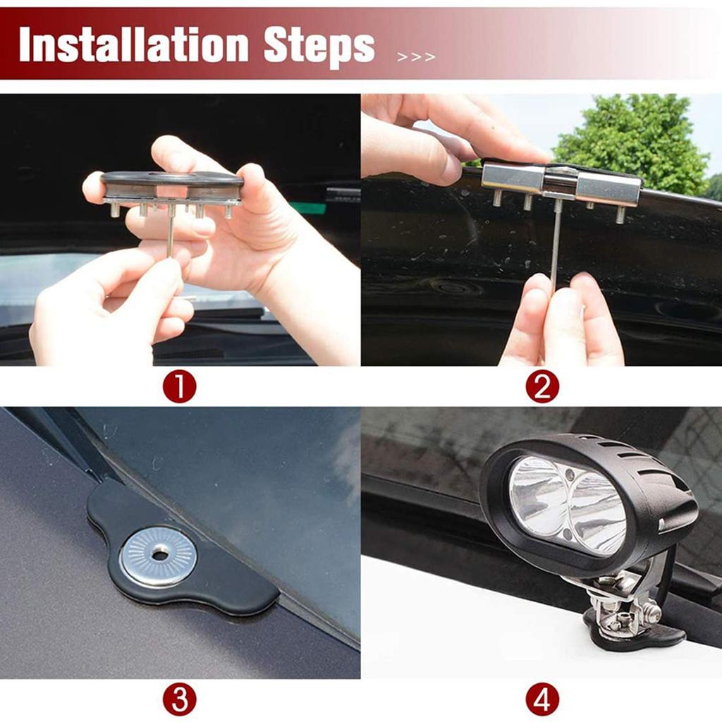KIMISS Universal Hood LED Work Light, Adjustable Work Light Hood Mounting Bracket 304 Stainless Steel Car Truck Pickup SUV