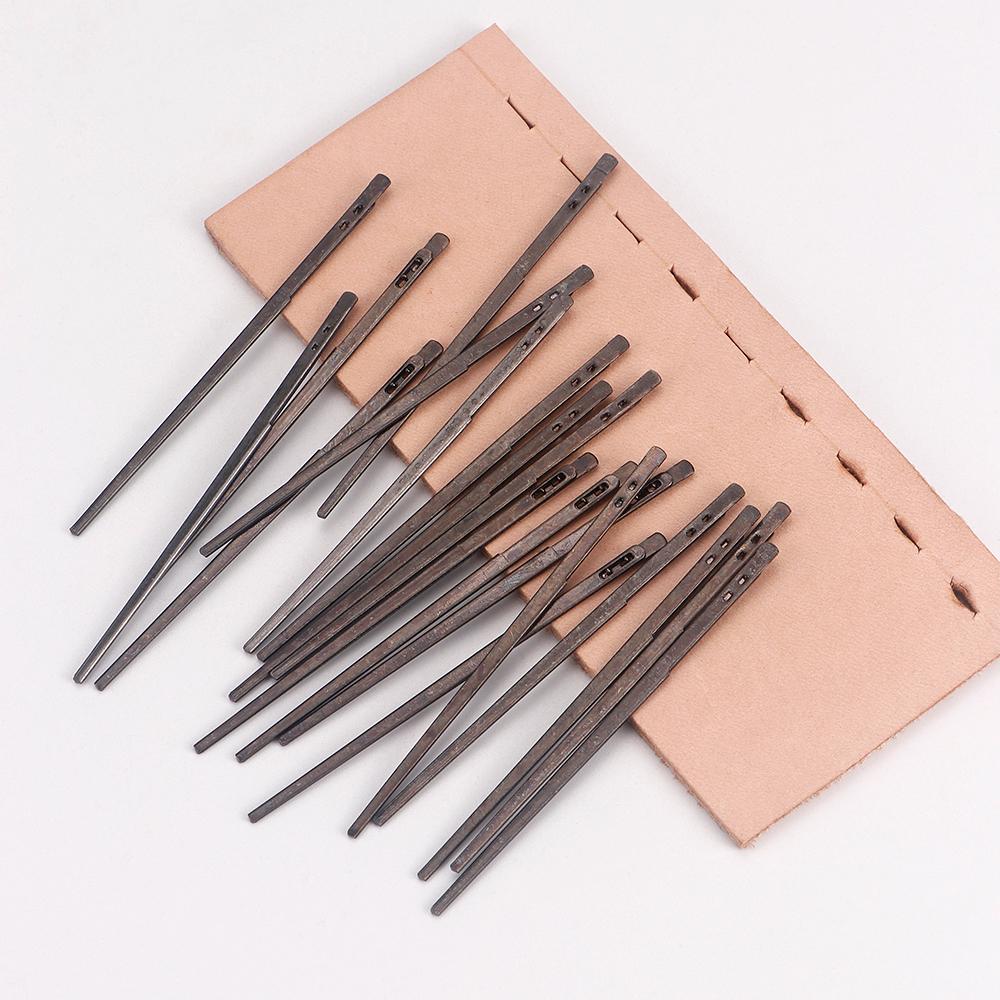 2pcs Leather Lacing Stitching Needles - Flat Head Leathercraft Needle for Hand Sewing Leather Cord, Single & Double Hole Design