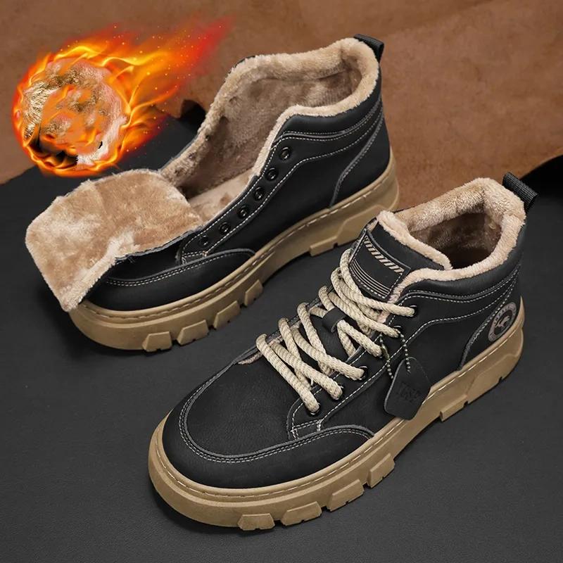 Wintermodelle Plus Samt Warme Herren High-Top Schuhe Outdoor Freizeit Sport Werkzeugschuhe Zwei Baumwollschuhe