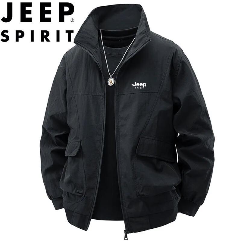JEEP SPIRIT Herren Locker geschnittene Fliegerjacke mit Stehkragen