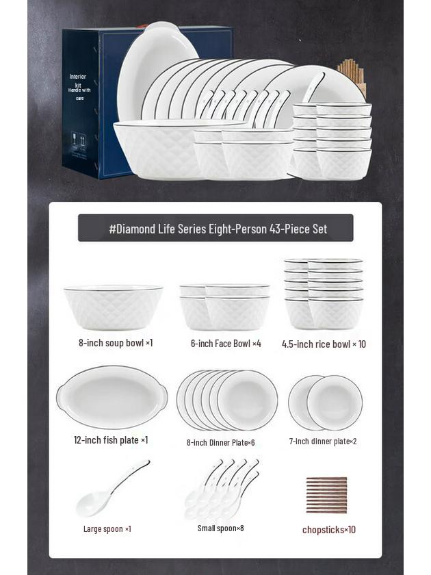 Kangmo Cream Style 43-Piece Ceramic Dinnerware Set for 8