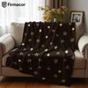 Gold Star Cartoon Anime Print Flannel Blanket Soft Warm Throw for Kids Bedroom Sofa Bed Christmas Office Car