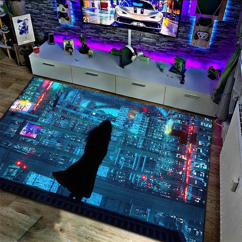 

Cartoon Print Carpet Esports Room Decor Large Area Rug Bedroom Floor Mat Washable Full Covered Bedside 40x60cm