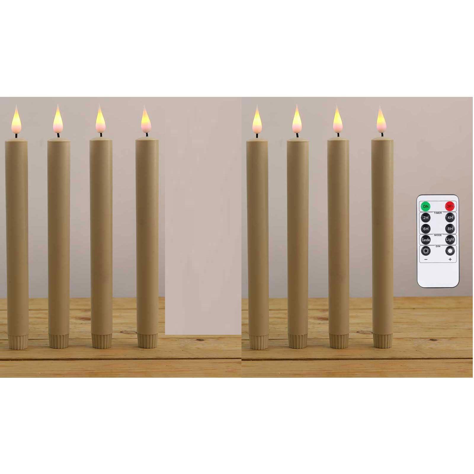 

4/6/8 шт. 10 дюймів, бежевий пульт дистанційного керування, світлодіодні декоративні свічки, пластикові, безполум’яні свічки фіолетового жовтого кольору на Хелловін