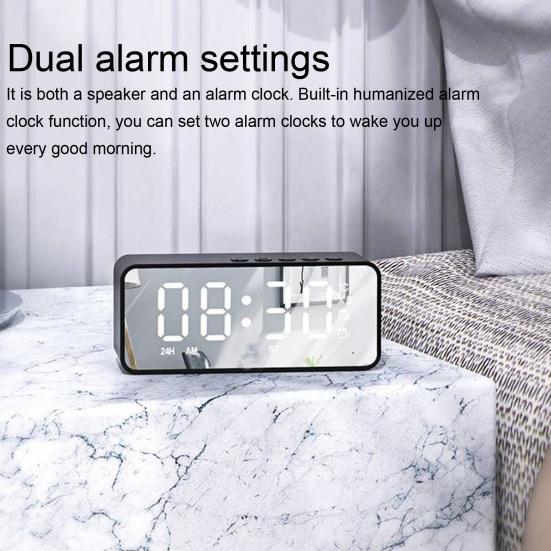 G50 Wireless Speaker Mini Mirror Surface Design Support TF Card 2-in-1 Practical Bluetooth-compatible Loudspeaker Alarm Clock for Home