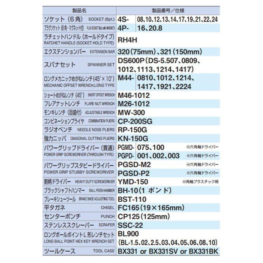 TONE Tool Set TSA4331 Drive Red Contents 56 Items 12.7mm (1/2")