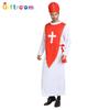 Halloween Themed Party Costume For Men Featuring Creepy Red Cross Priest Design