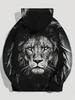 Men's Trendy Streetwear Hoodie with Black and White Pixelated Lion Head Design.