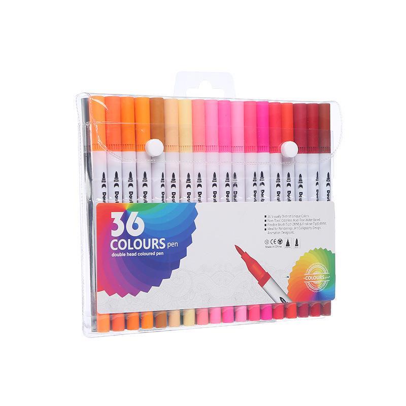 120-Color Double-Ended Watercolor & Fineliner Pens - Washable Children's Art Brush Set