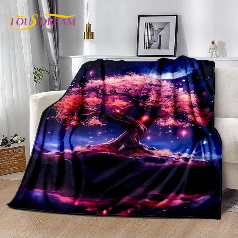 Nordic Mythology Yggdrasil Nature Tree of Life Blanket,Flannel Soft Throw Blanket for Home Bedroom Bed Sofa Picnic Office Kids