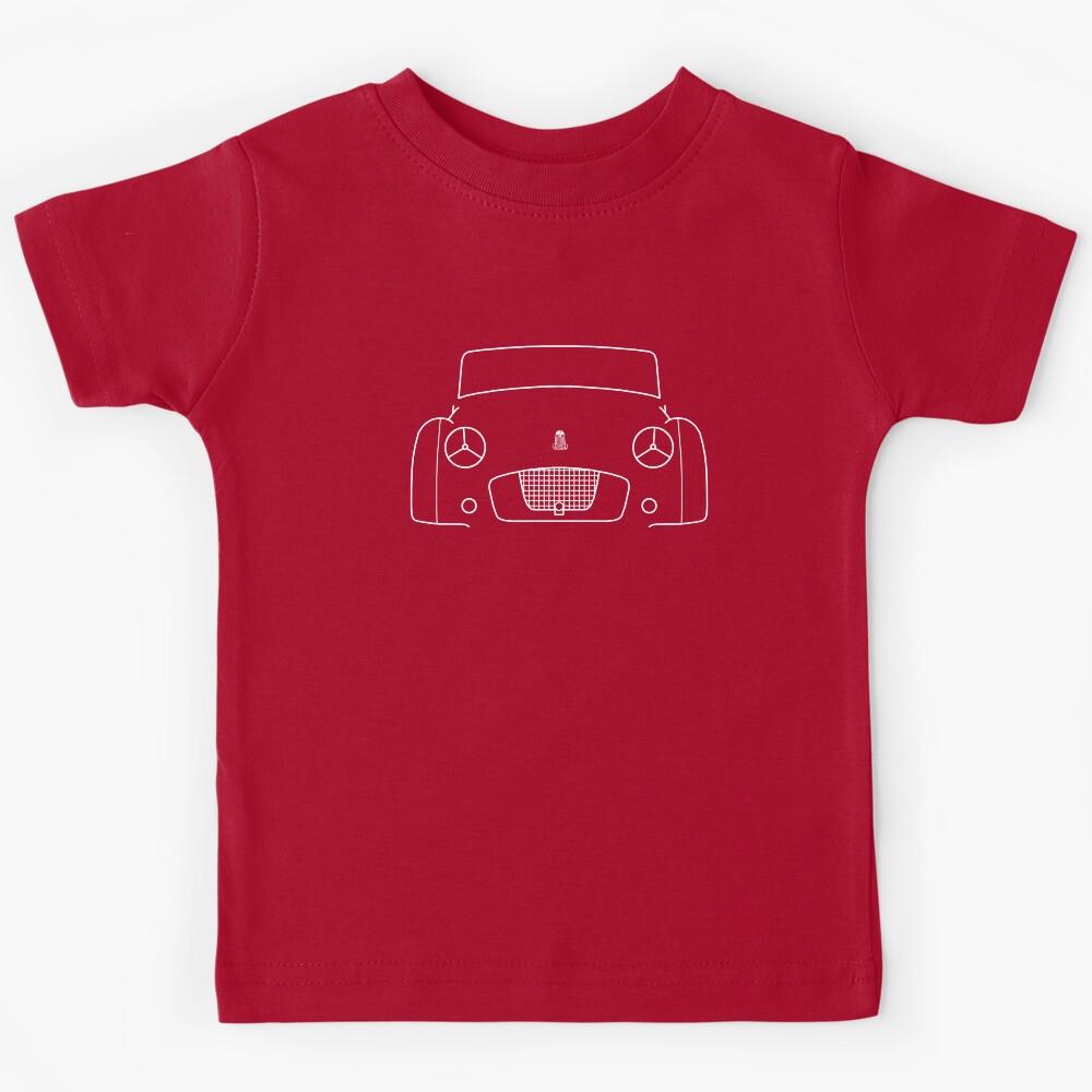 Triumph TR2 classic British roadster sports car outline graphic (white) Kids T-Shirt 150