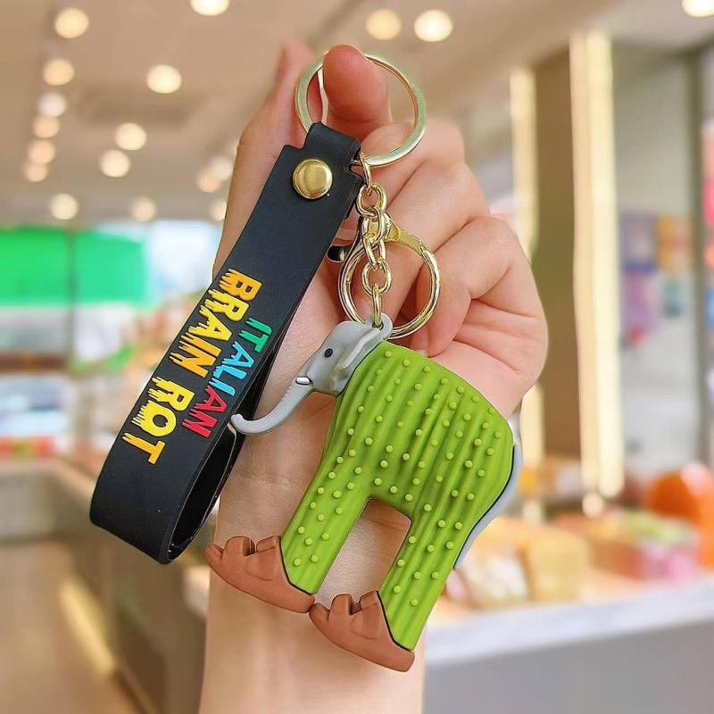 Italian Brainrot Children Cartoon Keychain Tung Tung Tung Sahur Tralalero Tralala Cute Keyring Funny Meme Bag Anime Pendant Gift
