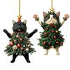 Cartoon Cat Christmas Ornaments Xmas Tree Pendant Gift Party Supplies Home Car Mirror Hanging Decor 2025 Xmas Navidad