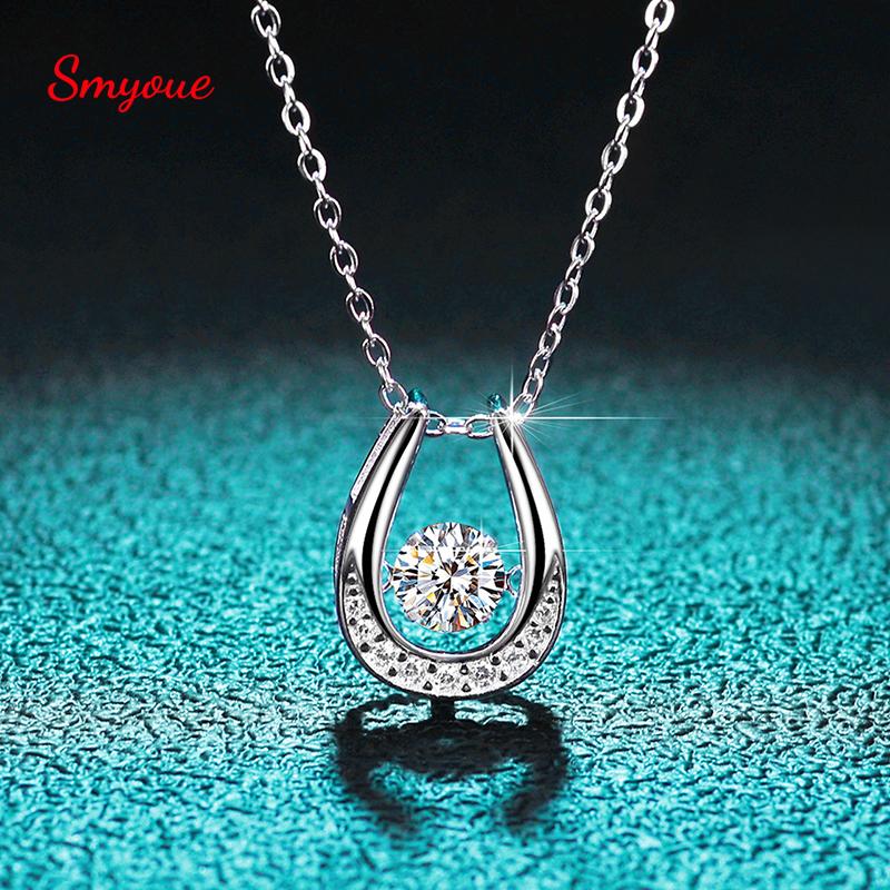 

Smyoue 1ct 0.5ct D Color Moissanite Necklace for Women Beating Heart S925 Silver Plated White Gold Pendant Wholesale
