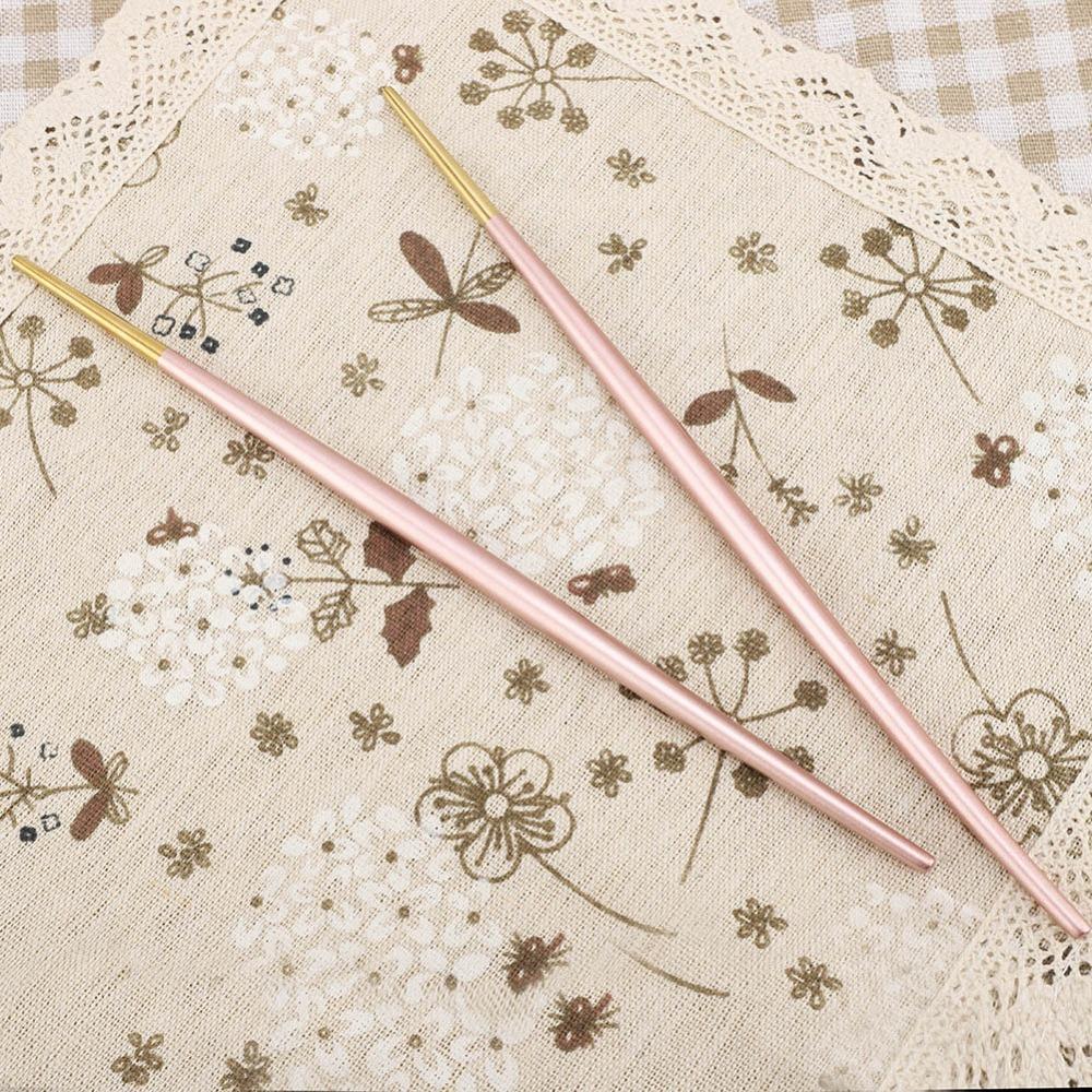 Anti-slip Strip Chopsticks Rustless Steel Dining Chopsticks Food Chopsticks Lunch Box Matching