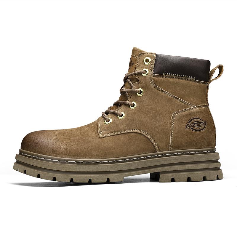 Men's Outdoor Mountaineering Non-slip Tooling Big Yellow Boots Martin Boots Men's Shoes Winter Retro Recreational Locomotive Leather Boots