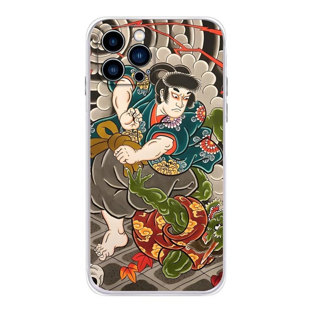 

Japan Ukiyo-e Samurai Sea Phone Case For iPhone 17,16,15,14,13,12,11 Plus,Pro,Max,XR,Plus,E,Mini Transparent Soft Cover iPhone14Plus