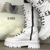 Damskor Ny Mode Stövlar med Korsband Sidozipp Moderna Stövlar Dam Högkvalitativt Spänne Mid-Calf Stövlar