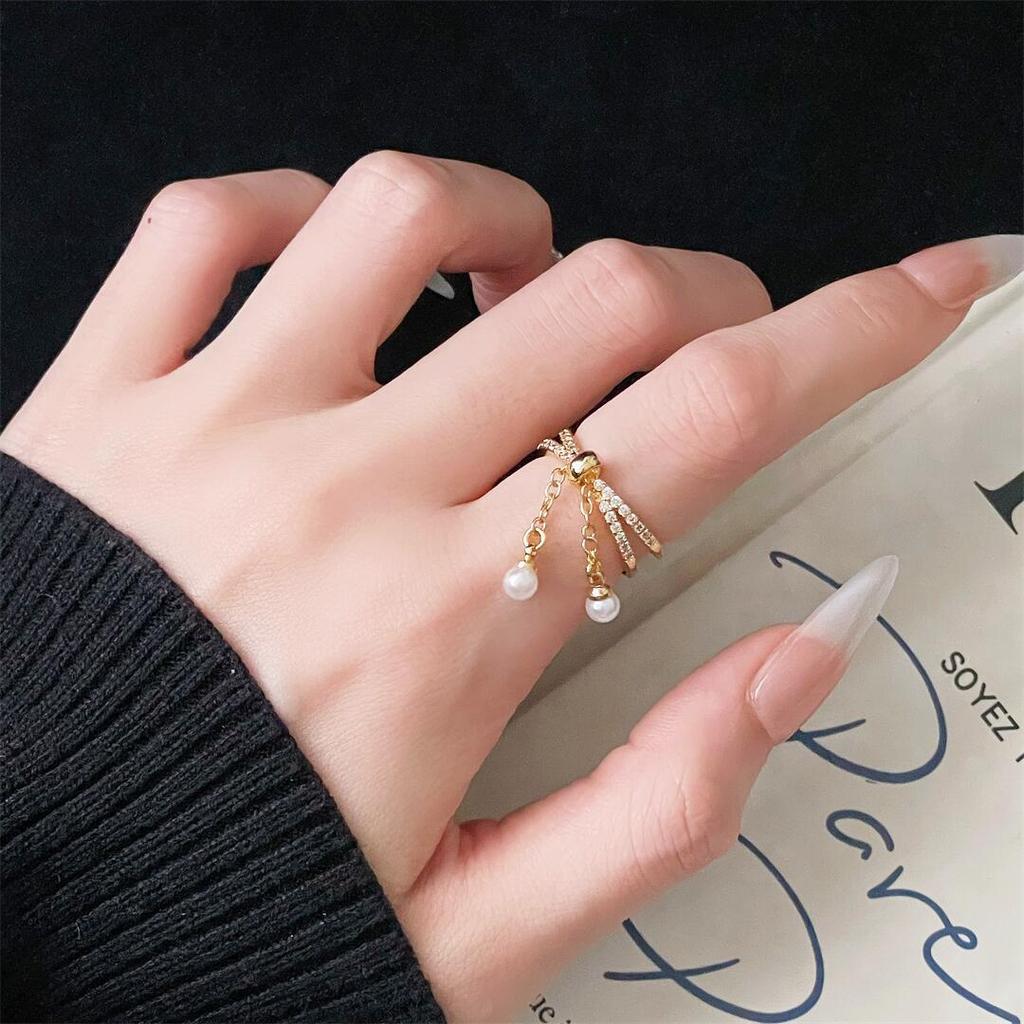 Medieval Gold High-End Sense Elegant Fashion Open Ring Cold Wind Light Luxury Geometric Index Finger Ring Female