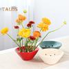Ceramic Flower Frog Bowl Japanese Ikebana Vase Floral Arrangement Holder Desktop Flower Pot for Home Office Wedding Festivals