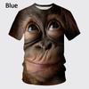 Lässiges Herren 3D Design Parodie Gorilla Lustiges Affen T-Shirt Lustiger Schmollmund Affe 3D Druck Sommer Kurzarmshirt Kinder