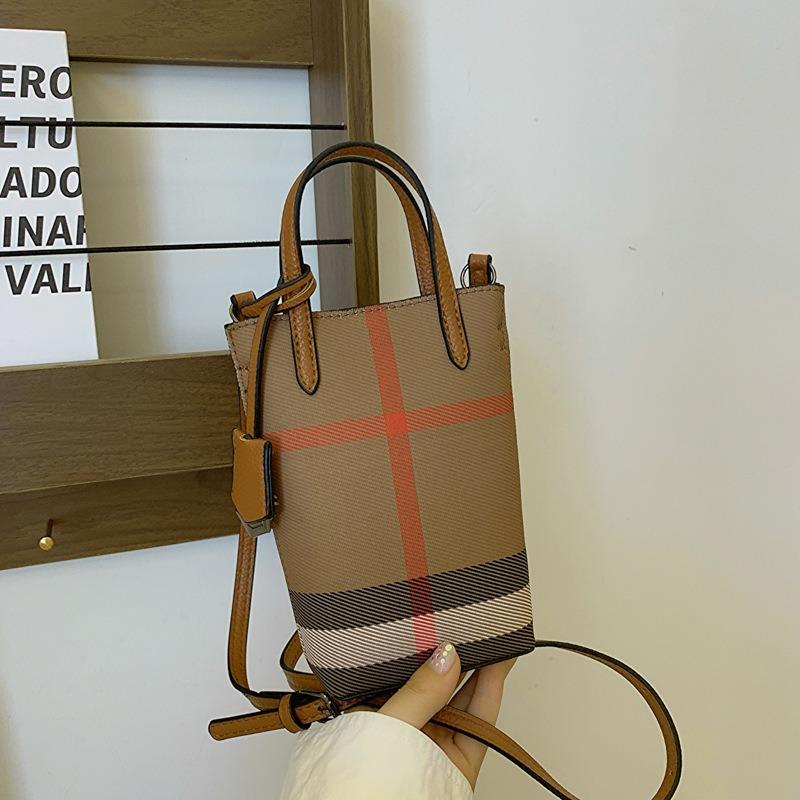 Mini Mobile Phone Bag Women's Oblique Span Bag New Small Bag Canvas Plaid Light Hand Carry Shoulder Bag