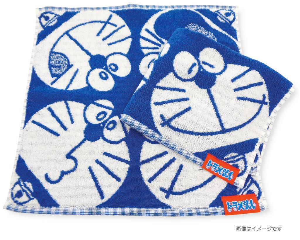 Kusunokibashi Monori Doraemon Gingham Jacquard Guest Towel, 34x34cm, Blue, A-90338-51-B