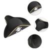 Soft Black Tricorn Hat Party Accessory Elegant Black Dress-up Theme Party Pirate