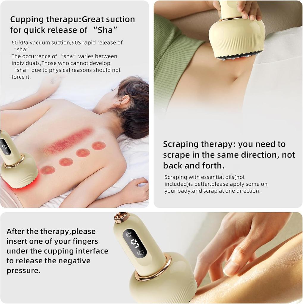Electric Cupping Device, 4-in-1 Cupping Device, Electric Infrared with 9 Gears, Electric Guasha Device, Cupping Set for Pain Relief