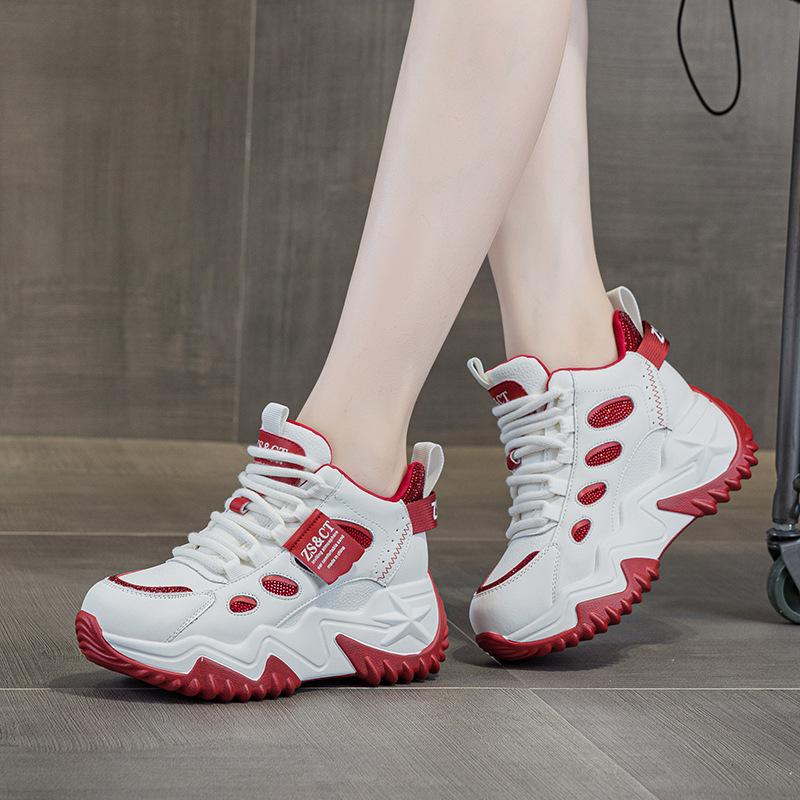 20 Leather Muffin Shoes Spring New Heightening 7 Trendy Brand Versatile Sports and Leisure Shoes