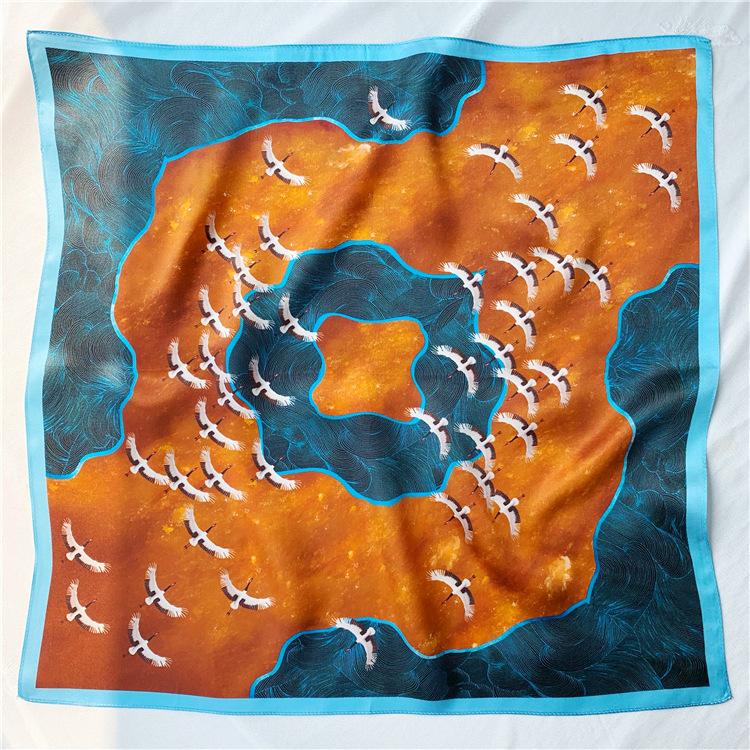 53*53 см квадратный шелковый шарф женский модный принт маленький шейный платок офисный — фото 27