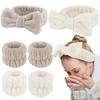 Waterproof Hand-Stitched Flannel Butterfly Knot Headband & Wristband Set for Women