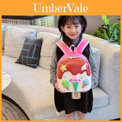 Mochila Infantil Cartoon Sorvete com Tecido Oxford para Crianças em Idade Pré-escolar