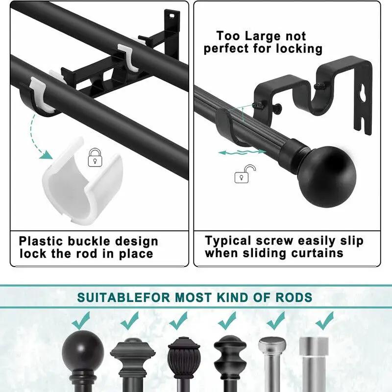 2PCS Curtain Rod Brackets Double Bracket Curtain Rod Hangers Wall Bracket Hook Aluminum Alloy Curtain Rod Hangers New