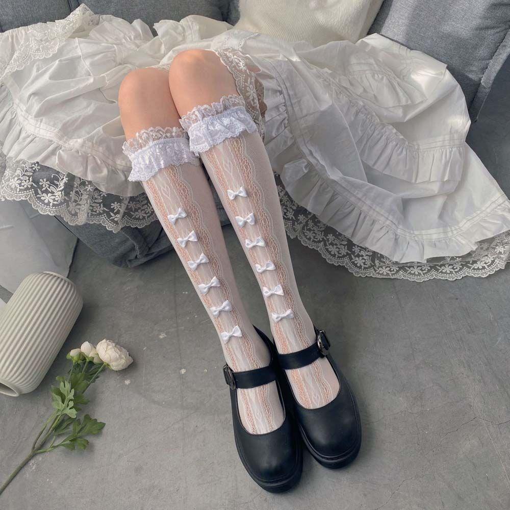 Sexy Elastic Hollow Japanese Princess Mid Tube Socks Ladies Hosiery Lolita Mesh Stockings