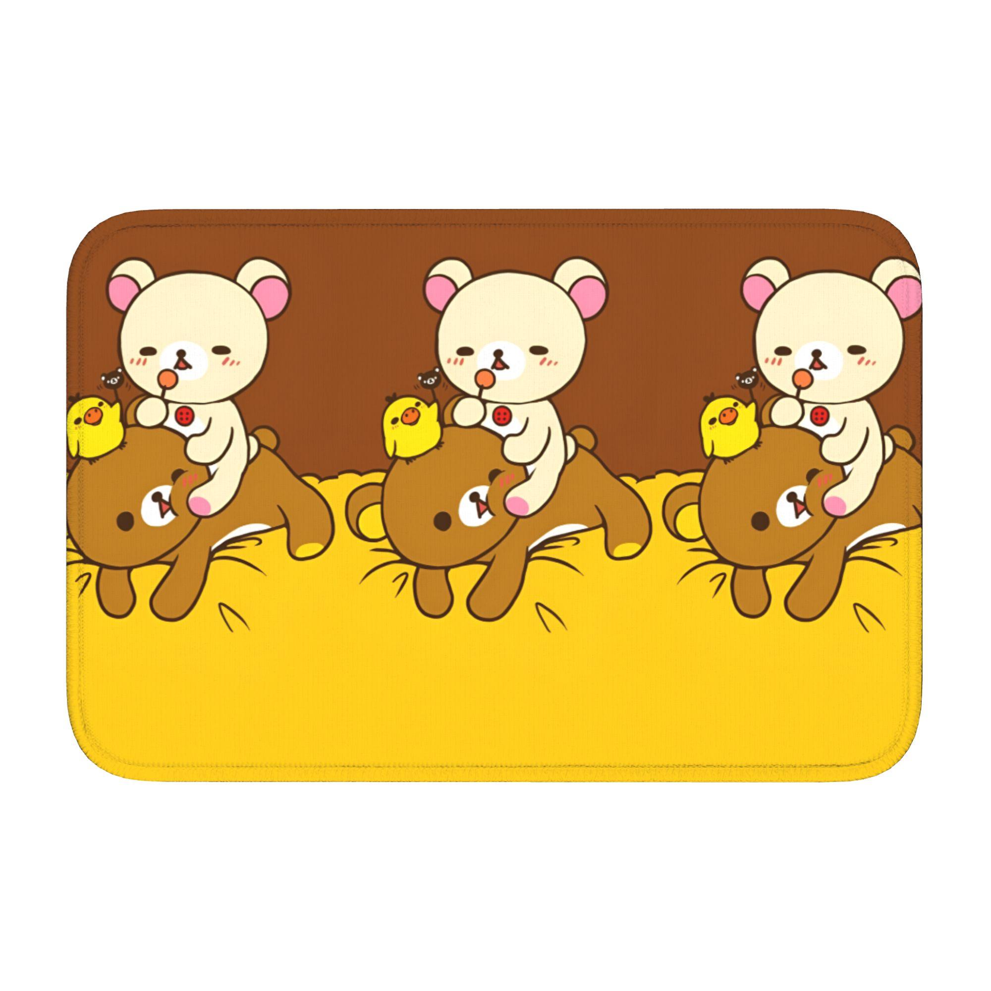 

R-Rilakkumaes Cartoon Doormat Non-Slip Bath Kitchen Welcome Mat Toilet Door Floor Entrance Carpet Rug Footpad 60cm x 90cm