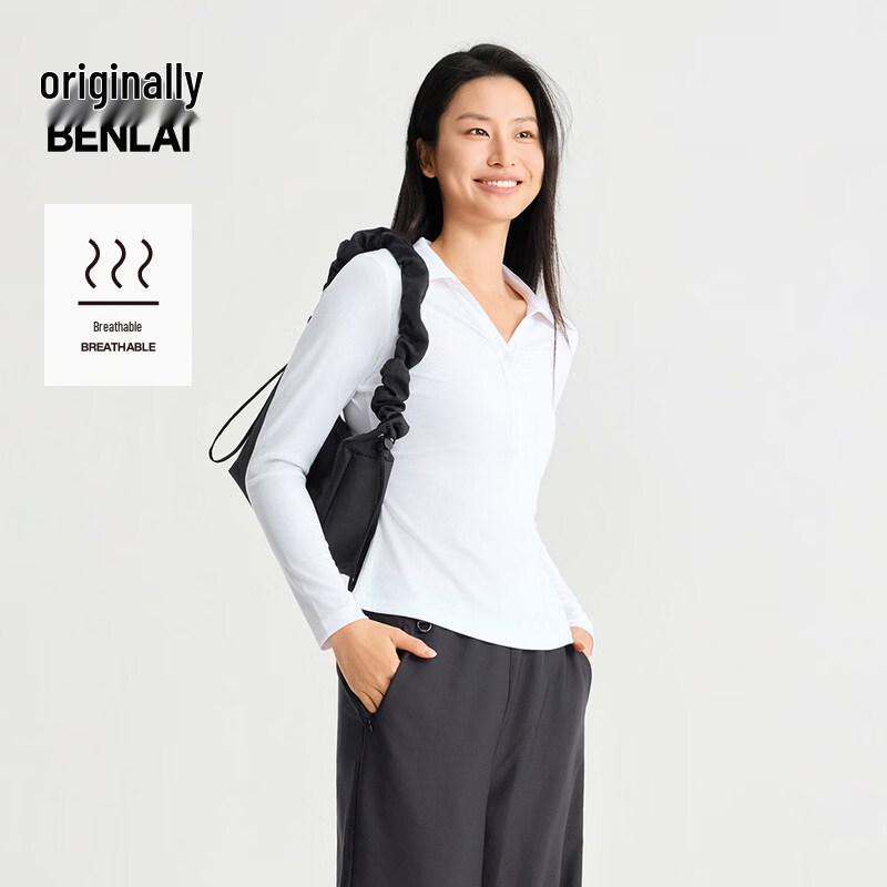Женская приталенная футболка-поло с длинным рукавом BENLAI XL