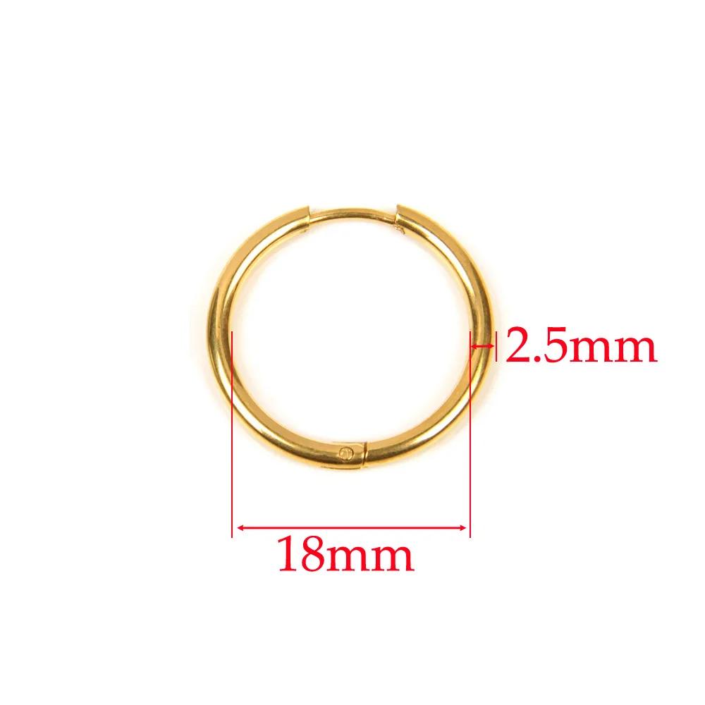 10 Stück 316L Edelstahl Creolen Ohrringe Damen Herren Punk Hiphop Kreisförmige Ohrstecker Ring Schmuck Goldfarbe Zubehör Großhandel